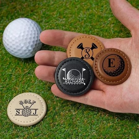 Personlige magnetiske læderboldmarkører med bogstaver til golfkøller